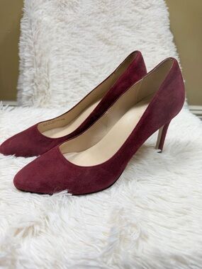 Cole Haan Burgundy Suede Pointed-Toe Pumps
